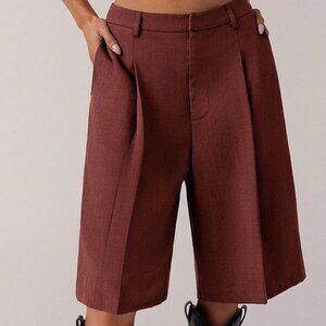 Burgundy brownish Casual Women's Minimalist Bermuda Shorts pants